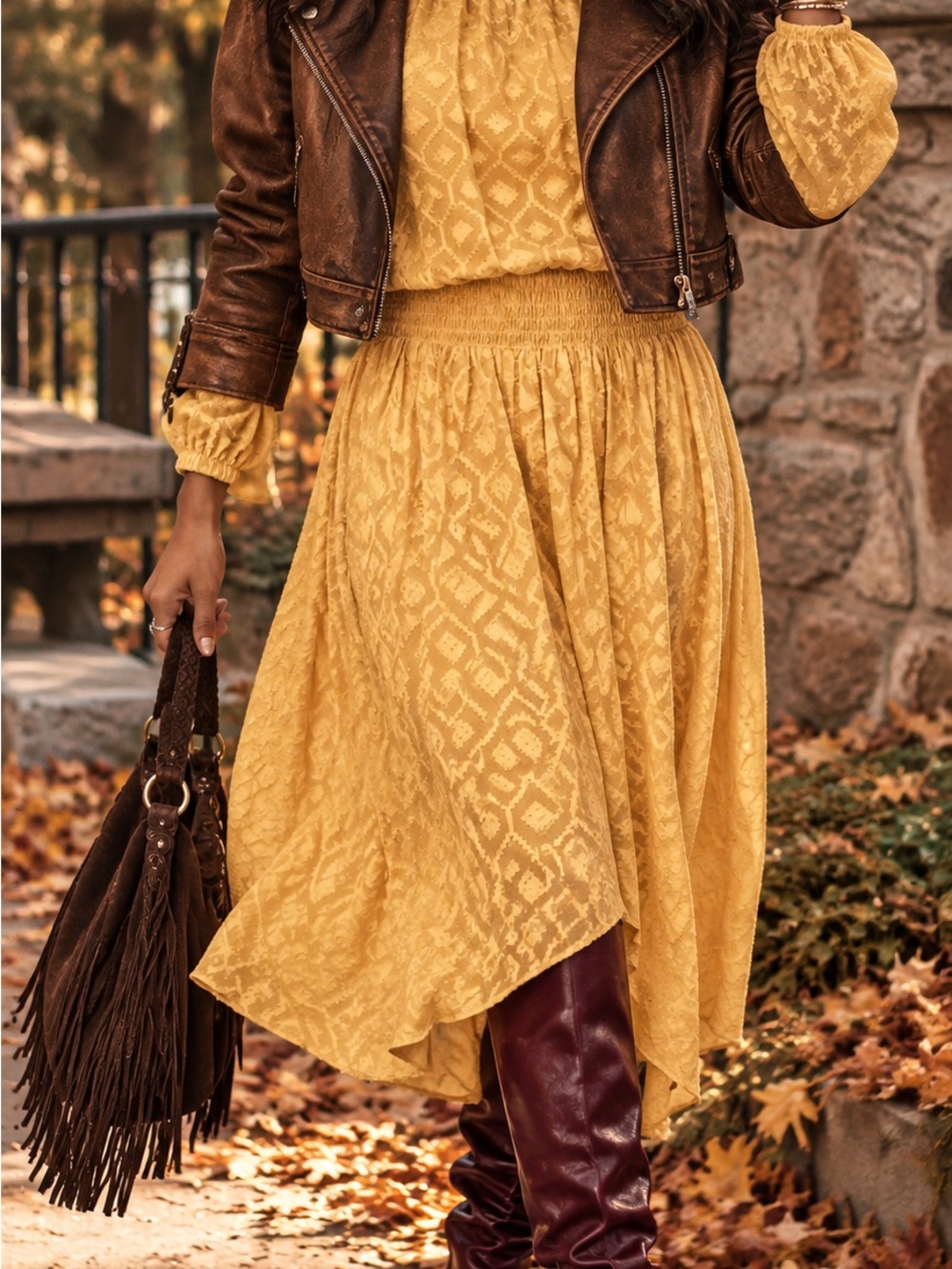 Tommy Hilfiger Mustard  Yellow Smocked Waist Midi Dress  - Women